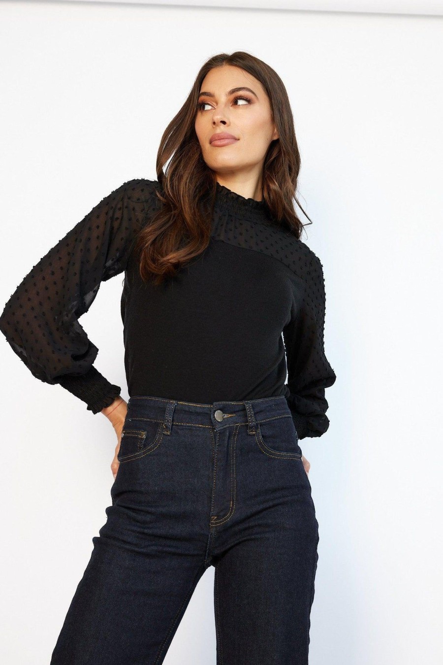 Women Esther & Co Tops | Alec Knit Top-Black