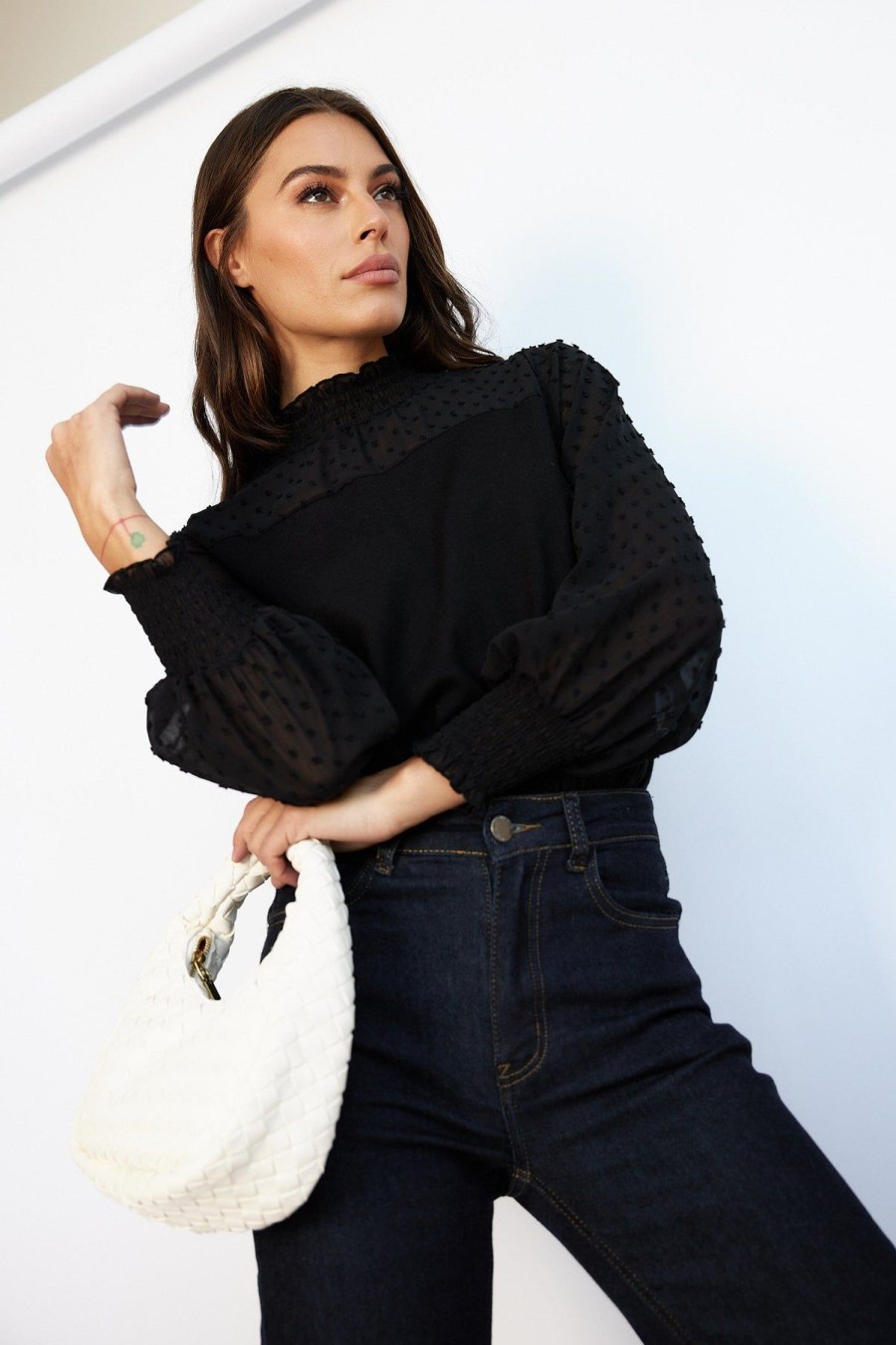 Women Esther & Co Tops | Alec Knit Top-Black