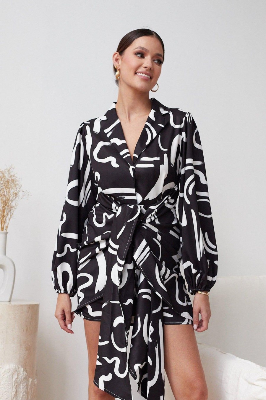 Women Esther & Co Dresses | Lavinia Dress-Black Print