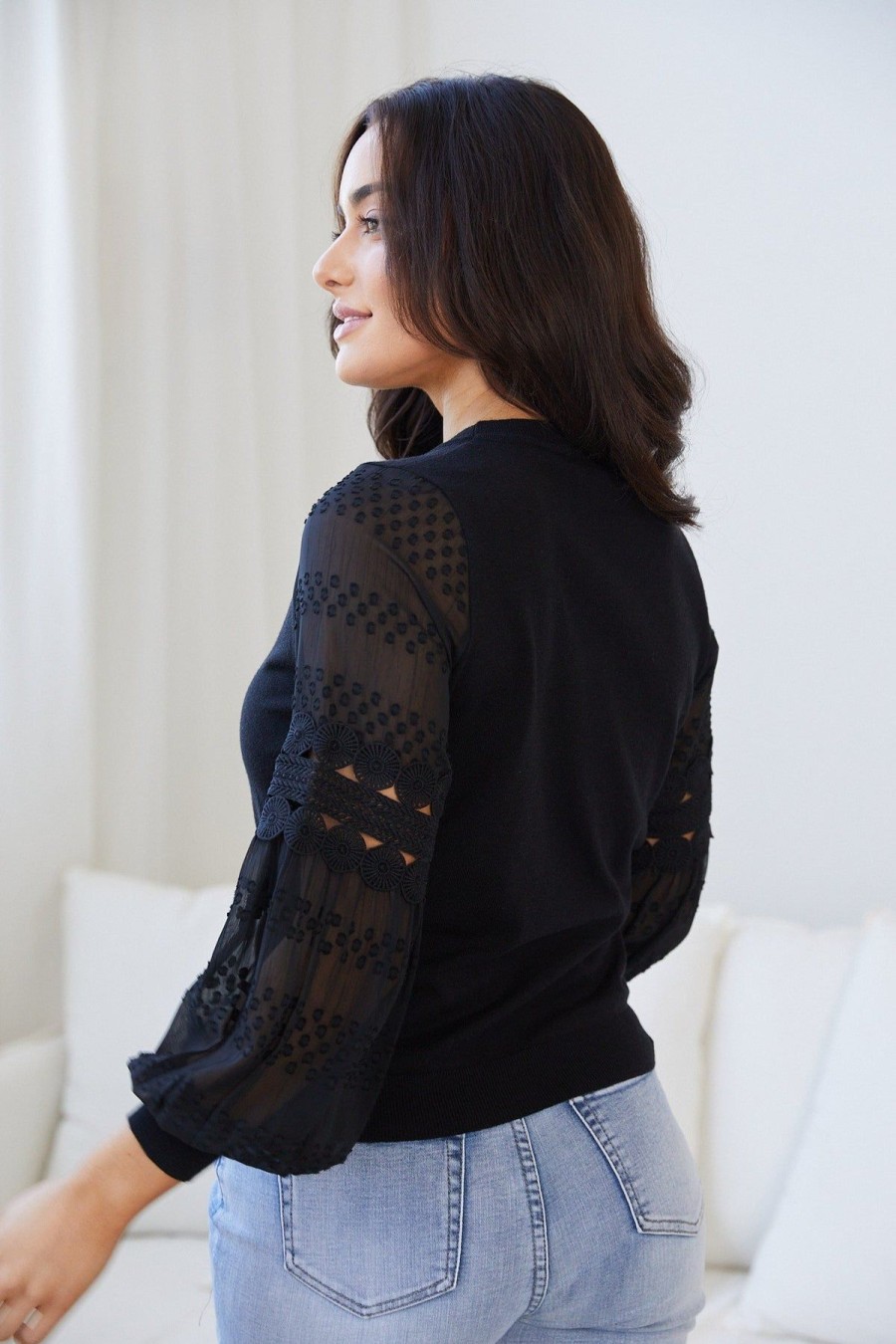 Women Esther & Co Tops | Tia Knit Top-Black