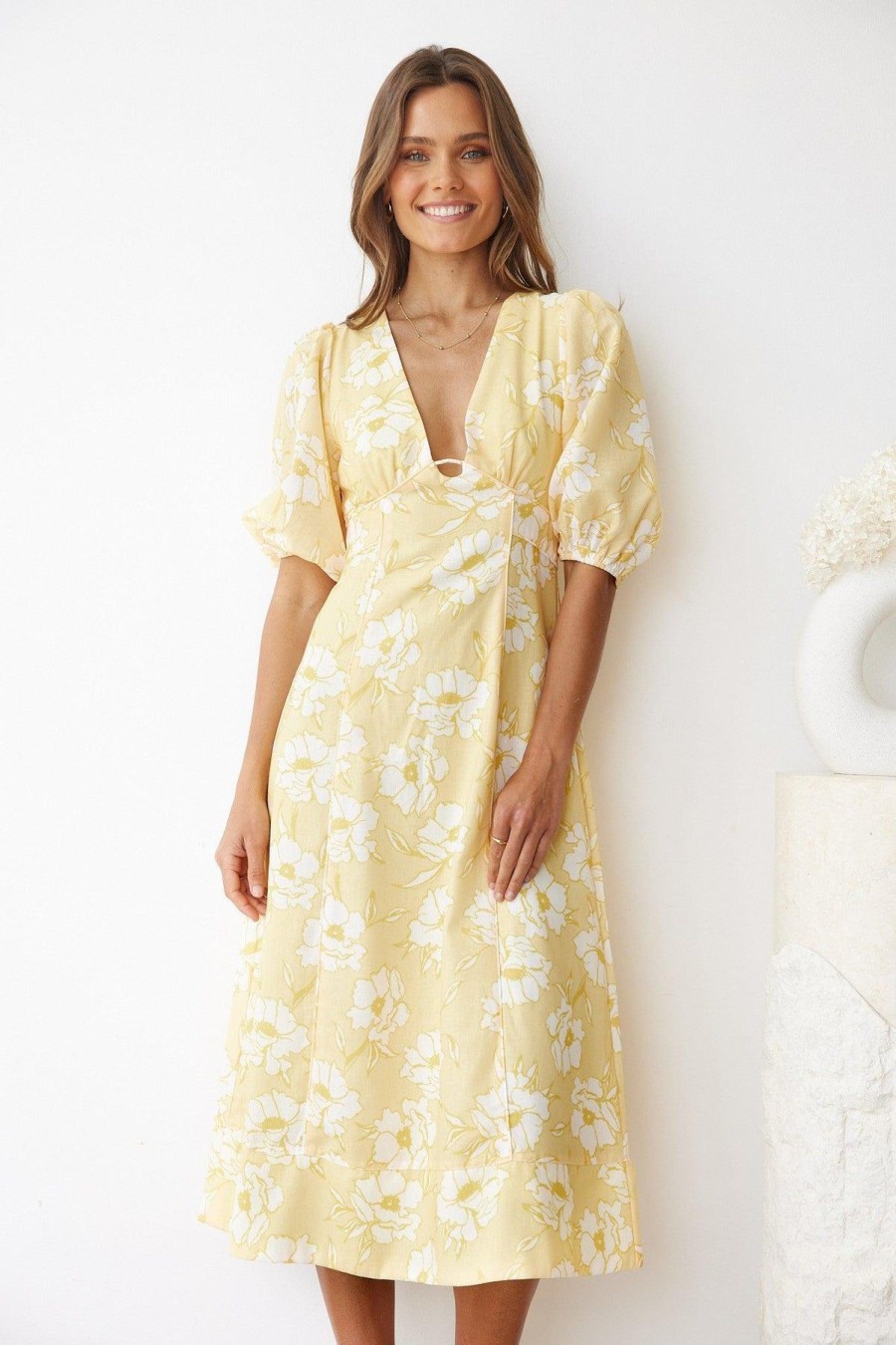 Women Esther & Co Dresses | Suzanna Dress-Yellow Floral