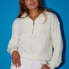 Women Esther & Co Jumpers & Sweaters | Diza Knit-White