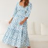 Women Esther & Co Dresses | Vidula Dress-Blue Print