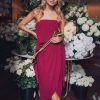 Women Esther & Co Dresses | Fleur Strapless Dress-Burgundy