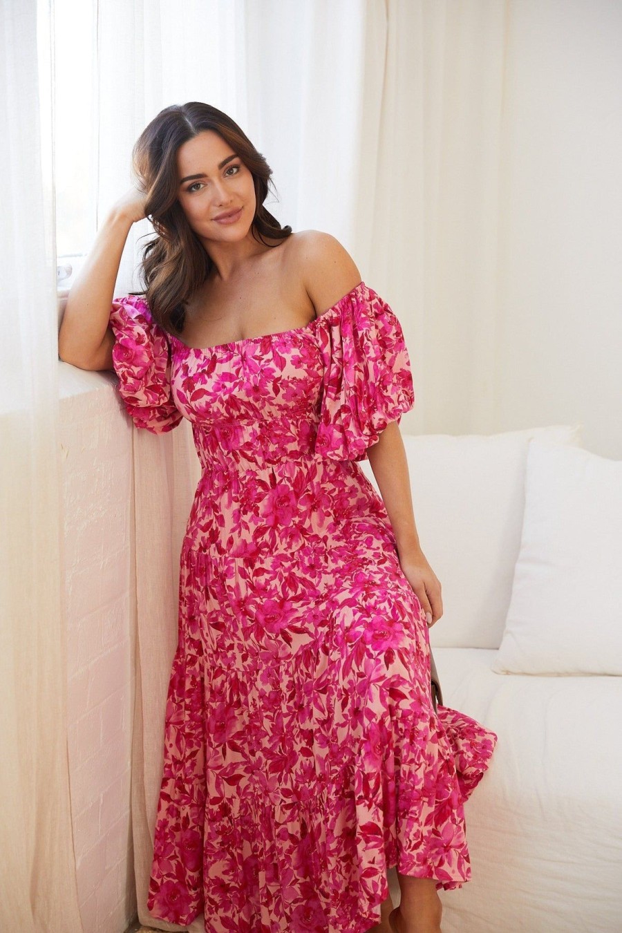 Women Esther & Co Dresses | Avrille Dress-Pink Floral