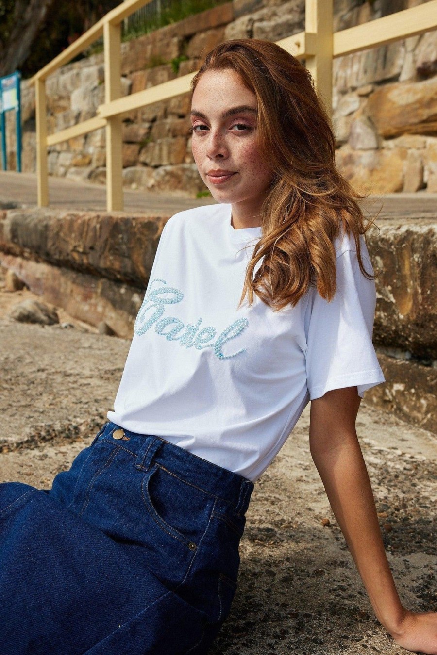 Women Esther & Co Tops | Amalina T-Shirt-White Print