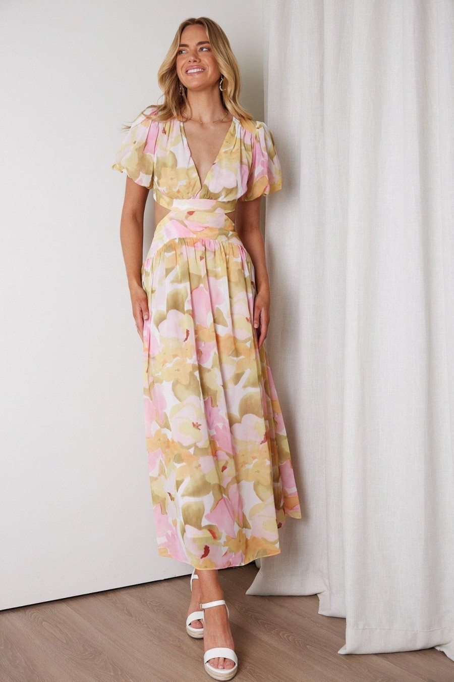 Women Esther & Co Dresses | Atholie Dress-Yellow Floral