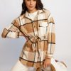 Women Esther & Co Jackets & Coats | Reeva Shirt Jacket-Brown Check