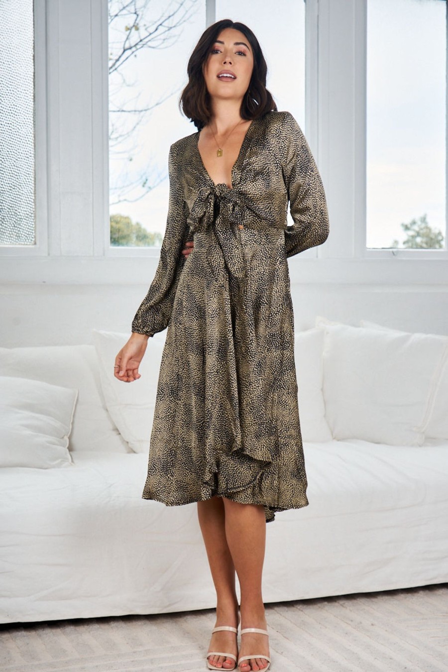 Women Esther & Co Dresses | Bryleigh Dress-Olive Print