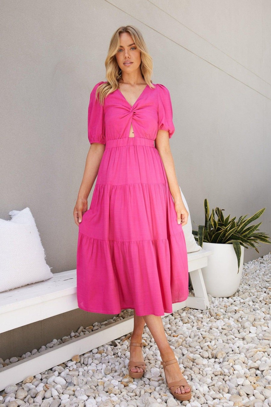 Women Esther & Co Dresses | Ashlan Dress-Hot Pink