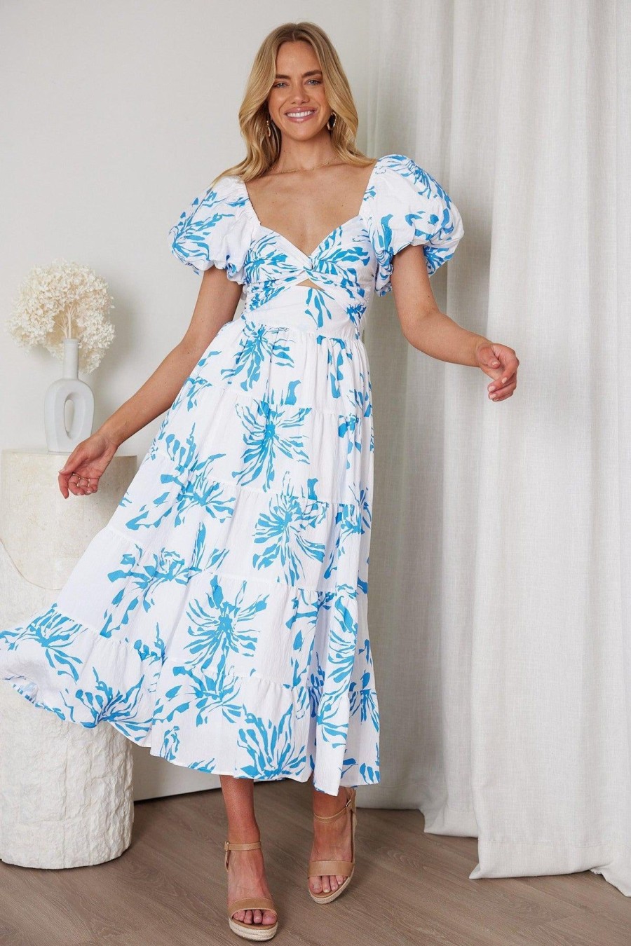 Women Esther & Co Dresses | Pricilla Dress-Blue Print