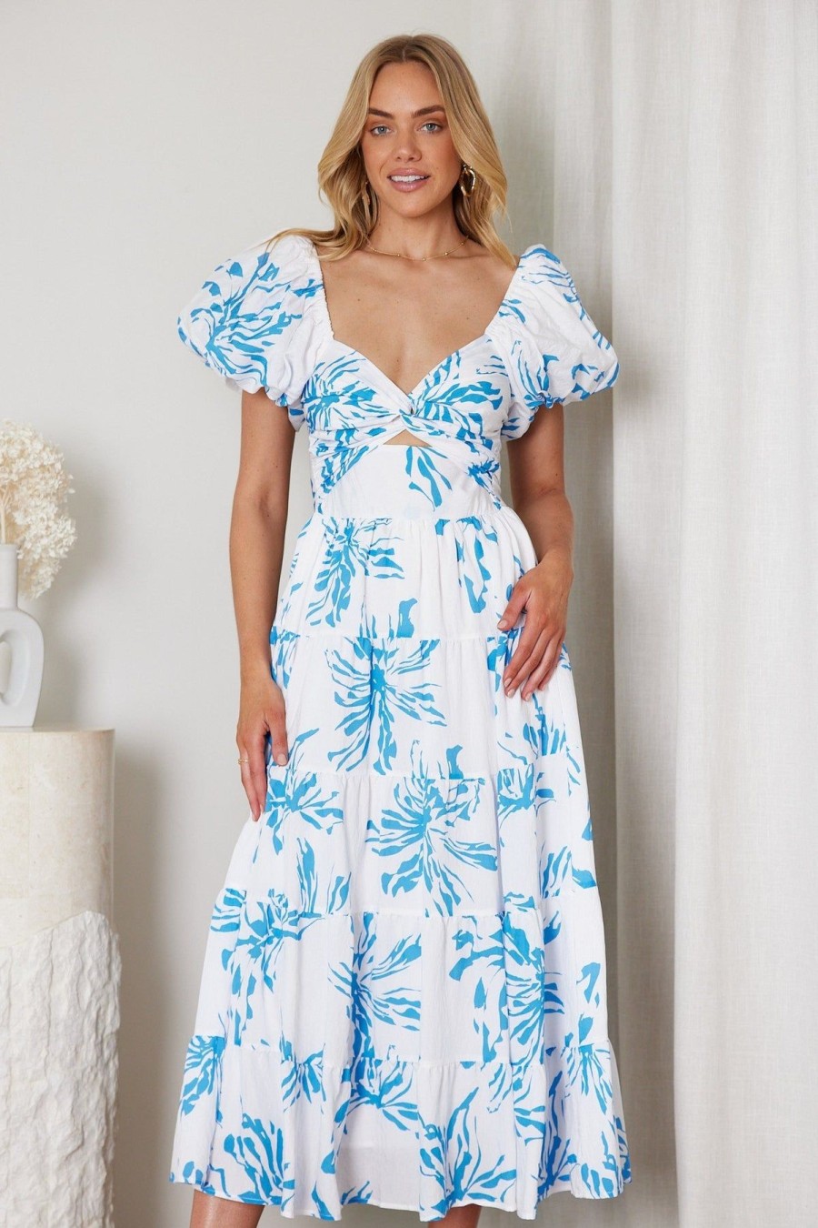 Women Esther & Co Dresses | Pricilla Dress-Blue Print