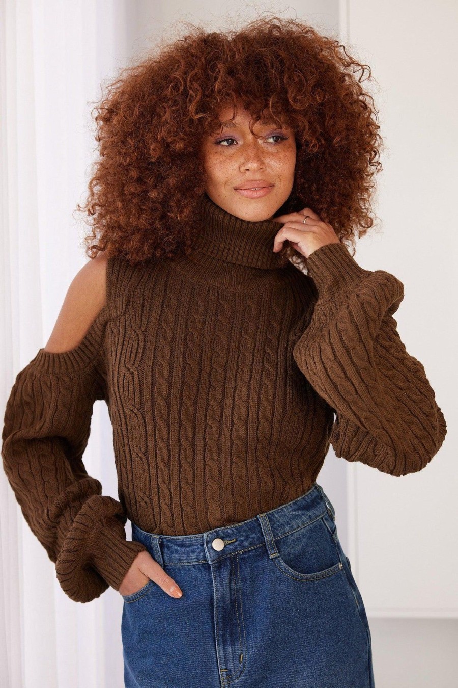 Women Esther & Co Jumpers & Sweaters | Simeon Knit-Chocolate