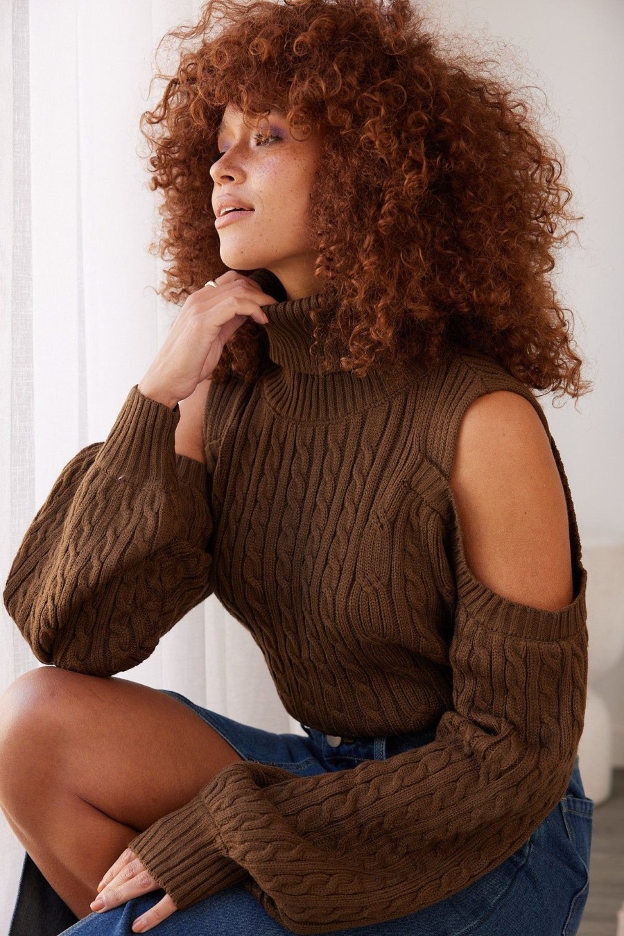 Women Esther & Co Jumpers & Sweaters | Simeon Knit-Chocolate