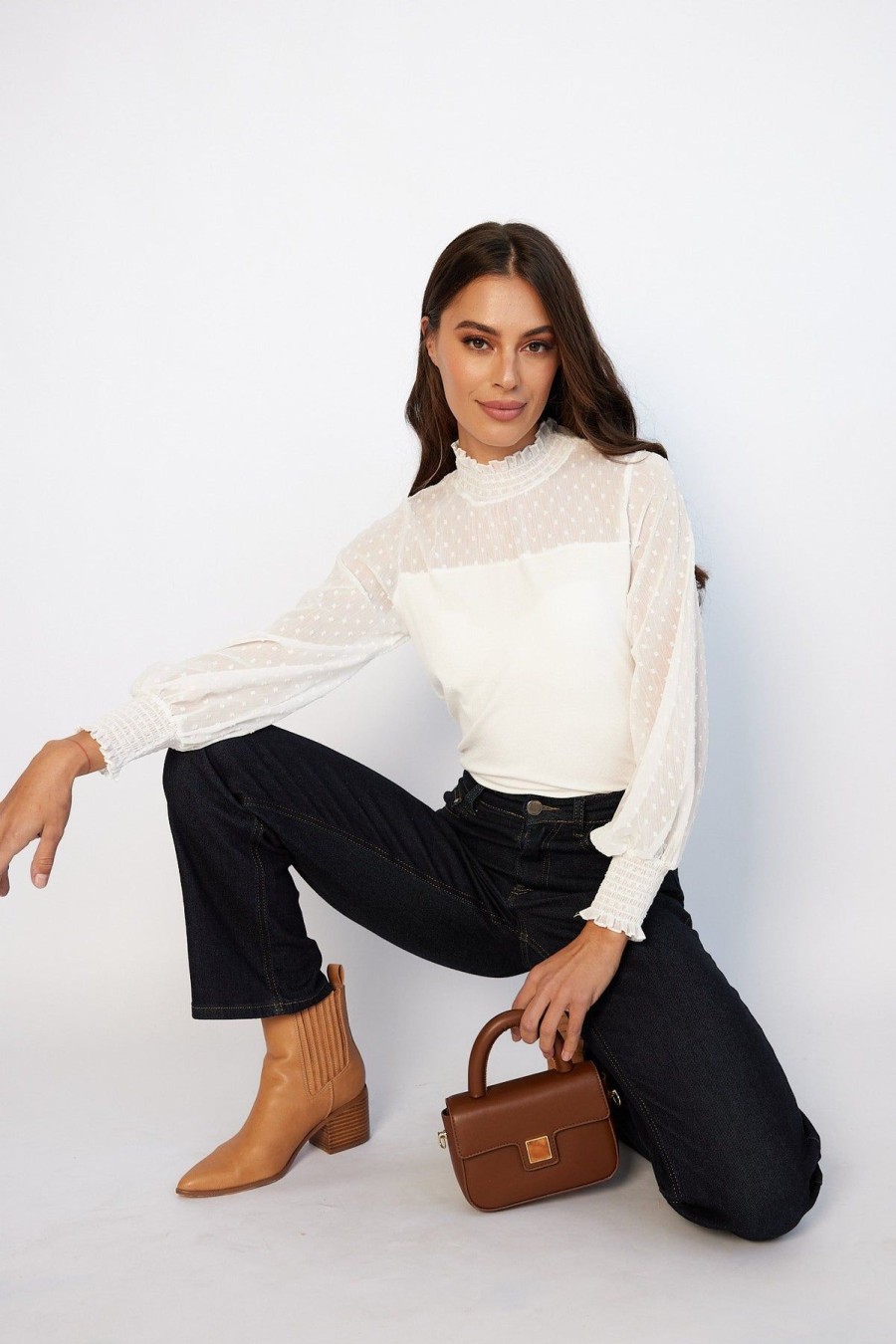 Women Esther & Co Tops | Alec Knit Top-White