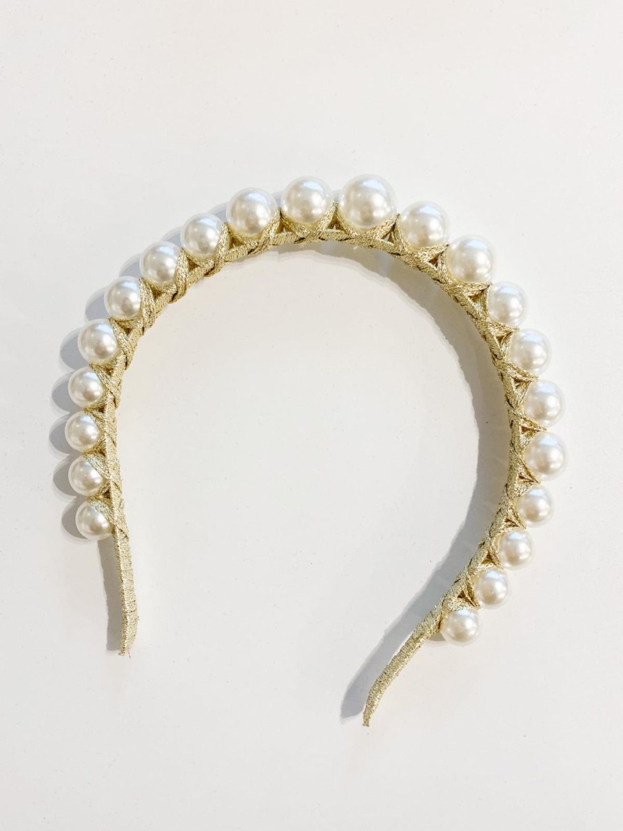 Women Esther & Co Bags | Emma Pearl Statement Headband-Gold