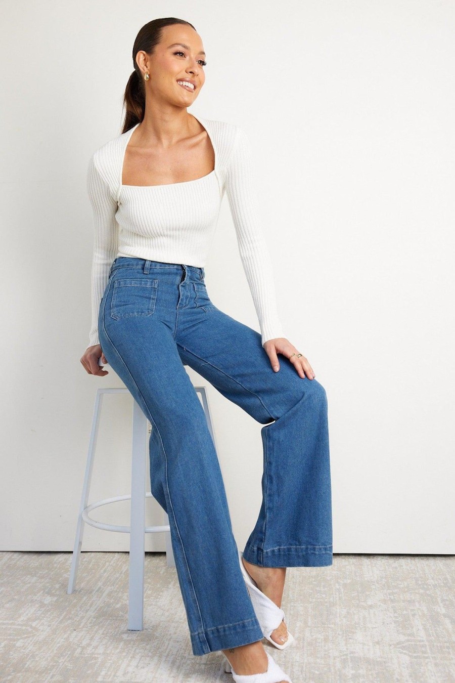 Women Esther & Co Bottoms | Kamilia Jeans-Indigo