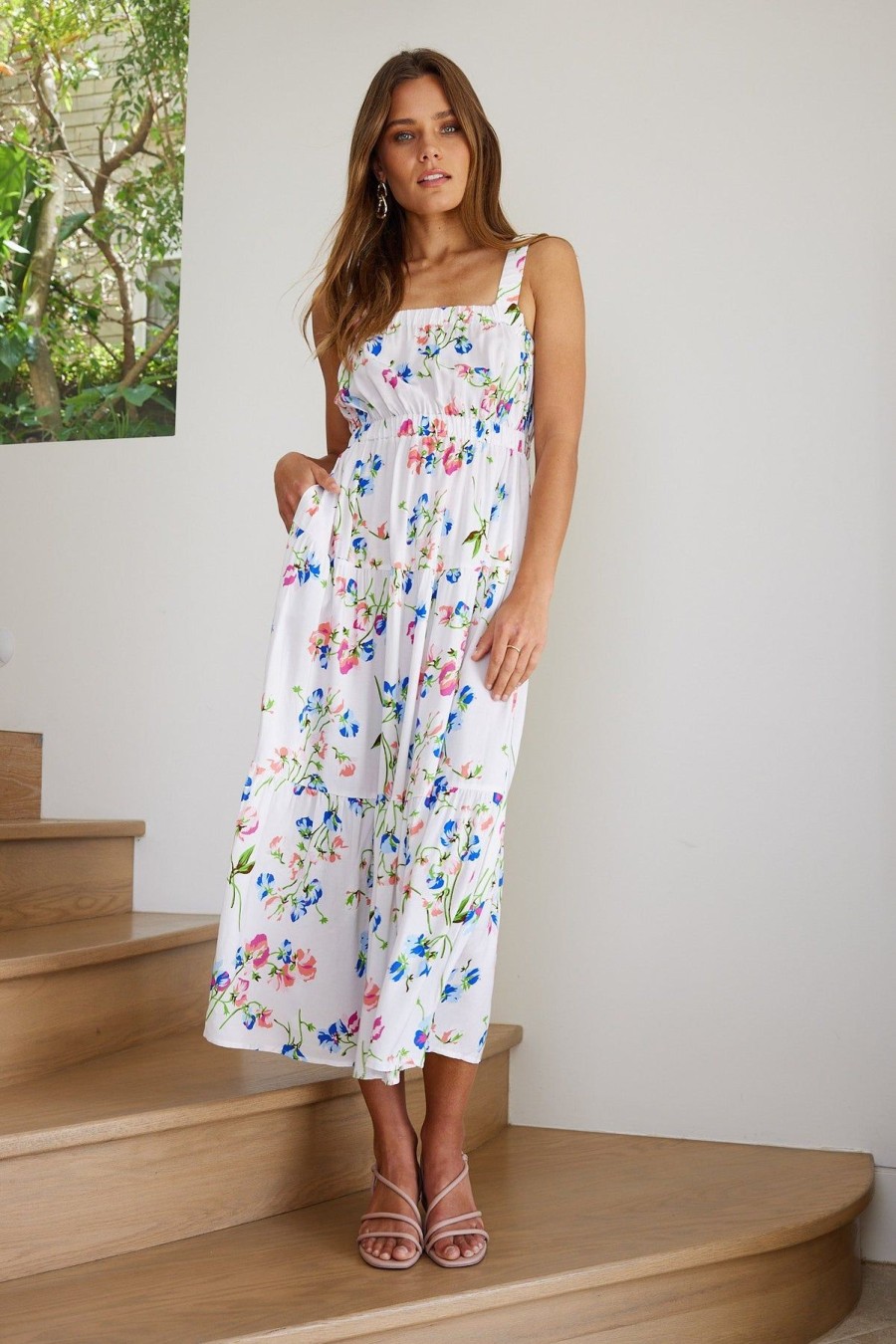 Women Esther & Co Dresses | Sharonne Dress-White Floral