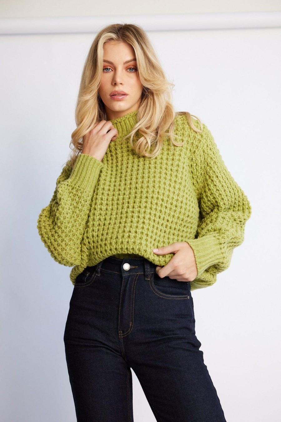 Women Esther & Co Jumpers & Sweaters | Raissa Knit-Green