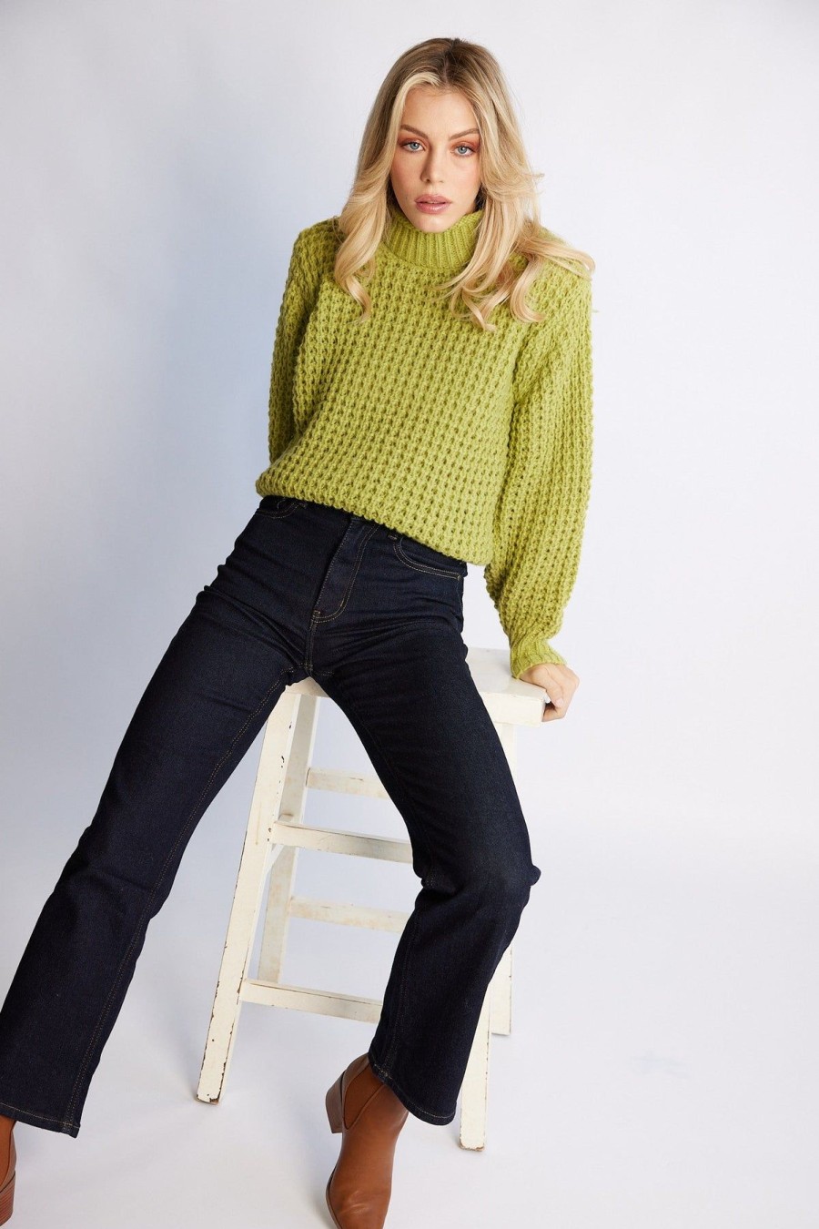 Women Esther & Co Jumpers & Sweaters | Raissa Knit-Green